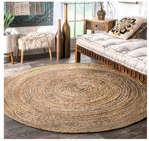 nuLOOM Rigo Hand Woven Jute Area Rug, 4' Round, Natural