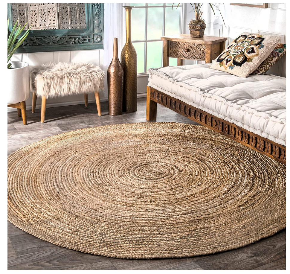 nuLOOM Rigo Hand Woven Jute Area Rug, 4' Round, Natural