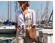 Load image into Gallery viewer, Camilla Bag: Nantucket Navy Stripe
