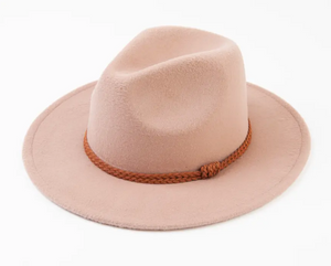 Sorghum Vegan Felt Fedora w/Braid Trim-OAT