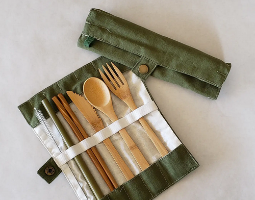 Bamboo Utensil Set, Zero Waste, Straw Fork Knife Spoon