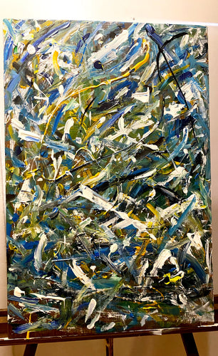 Jean Greenhorn, “We ran through the night”, Acrylic on Wood Board, 24 x 36